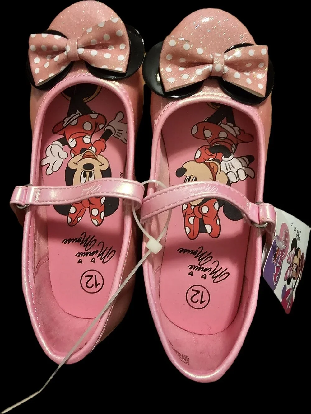 Disney Pink Minnie Mouse Bow Mary Jane Toddler Shoes New Sz 12